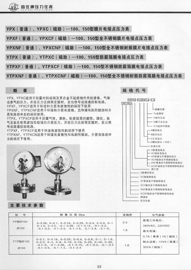 YPXF(普通)、YPXCF(磁助)型全不銹鋼膜片電接點(diǎn)壓力表(圖1)